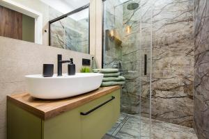 科沙林W&K Apartments - Balance Suite的一间带水槽和淋浴的浴室