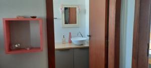 帕罗卡Recanto dos Guimarães的一间带水槽和镜子的浴室