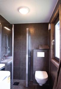FreiAtlantic View Ingerstua的浴室配有卫生间、淋浴和盥洗盆。