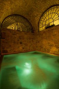 Parrano伊莱弥陀度假酒店的一个带两个窗户的房间的游泳池