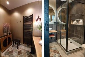 霍林赫姆B and B Suite No.3的两张照片,浴室设有淋浴和卫生间