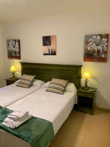 索托德坎加斯康洪托帕塞拉酒店的配有2盏灯的酒店客房的2张床
