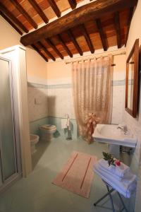 苏比亚诺Casale Lorenzo的一间带水槽和卫生间的浴室
