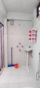 大吉岭Pema lhamu homestay的一间带水槽和淋浴的浴室