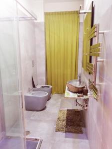 那不勒斯Gians B&B的一间带水槽、卫生间和淋浴的浴室
