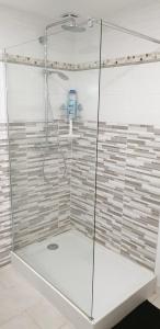 阿姆博斯Gite Renaissance的浴室内带玻璃淋浴间