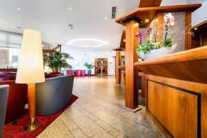 德累斯顿Taste Hotel Dresden-ehemals Residenz Alt Dresden的墙上花的餐厅的大堂