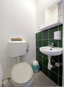 韦切什哈吉塔佩泽欧酒店的浴室配有白色卫生间和盥洗盆。