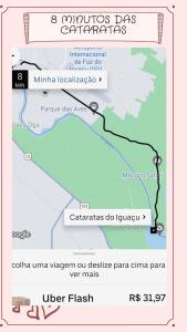 伊瓜苏Cantinho da Florzinha的一张火车线路图的截图