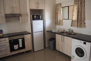 博克斯堡OR Tambo Self Catering Apartments, The Willows的一间带冰箱和水槽的小厨房