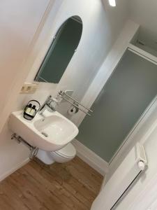 WielsbekeB&B The White House的白色的浴室设有水槽和镜子