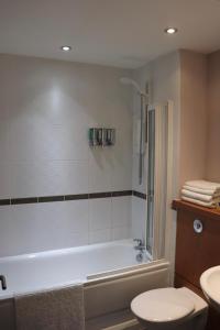 爱丁堡LuxApartment - Port Of Leith - Free Parking的带浴缸、卫生间和盥洗盆的浴室