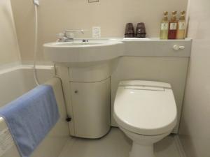 釜石Hotel Marue - Vacation STAY 78769v的浴室配有白色水槽和卫生间。