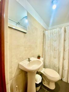 皮斯科Hospedaje Anais的浴室配有白色卫生间和盥洗盆。
