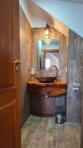 科尔贝尼Pensiunea Annalisa的一间带水槽和镜子的浴室