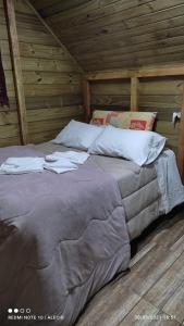 圣弗朗西斯科-迪保拉cabanas luar的木墙客房内的一张大床
