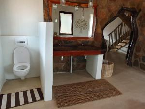 蓬戈拉Somkhanda Game Reserve的一间带卫生间和楼梯的浴室