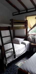 La CapillaCabaña El Mirador M&G的一间卧室设有两张双层床和梯子