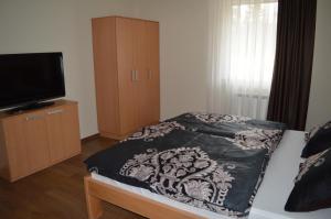 帕莱Tihe Noci的一间卧室配有一张床和一台平面电视
