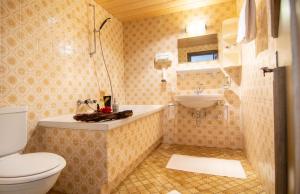 加尔蒂Köcks Bed & Breakfast的一间带卫生间和水槽的浴室