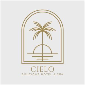 波普托Cielo Boutique Hotel & Spa Samui的棕榈树和酒店标志的框架