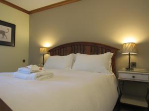 奇切斯特维斯特瑞酒店的一间卧室配有一张带两盏灯的大型白色床。