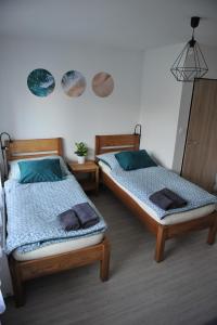 泰尔奇Apartmán Luční的双床间设有2张单人床。