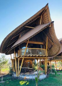 MaujawaTanoma Sumba的茅草屋顶的大型小屋