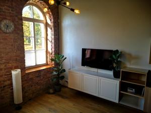 考纳斯Botanical Garden Studio的客厅设有壁挂式平面电视。