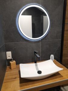 Villers-devant-OrvalLe gîte du Parc的浴室设有白色水槽和镜子