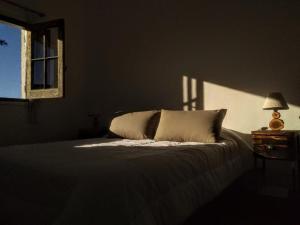 CopinaPosada Las Vertientes的一间卧室配有一张带枕头和灯的床