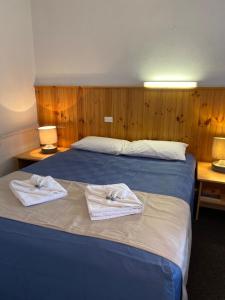 努里乌特帕巴罗莎旅游汽车旅馆的一间卧室配有一张床,上面有两条毛巾