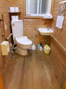 筑波春日ハウス KasugaHouse的一间带卫生间和水槽的浴室