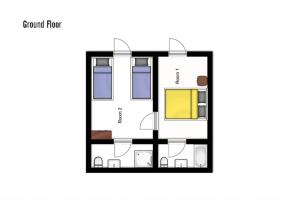 拉普德兹Chalet les Vieux Murs的家具的房屋的平面图