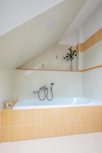 利托米什尔塔西耐尔旅馆的一间带浴缸的浴室