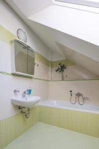 利托米什尔塔西耐尔旅馆的浴室配有盥洗盆和浴缸。
