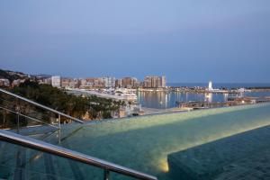 马拉加Only YOU Hotel Málaga的阳台享有水景和市景。