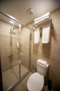 尚勒乌尔法Vefa Konagı Boutique Otel的浴室设有卫生间和带毛巾的淋浴。
