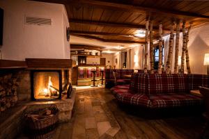 上施陶芬约翰索夫酒店的客厅配有壁炉和沙发。