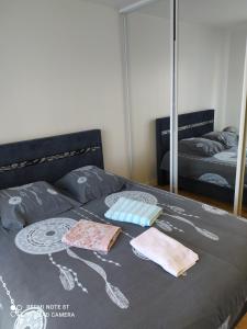 多维尔DEAUVILLE STAR LUXE的床上有两条毛巾