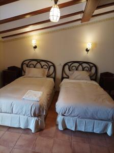 San Antonio de RequenaLA PENSION DE DOÑA ANITA的两张睡床彼此相邻,位于一个房间里