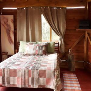 新彼得罗波利斯Eco Aldeia的一间卧室设有一张床和一个窗口
