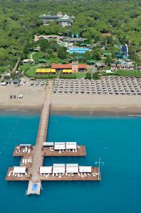 贝莱克Gloria Verde Resort - Kids Concept的海滩旁水域码头的空中景观