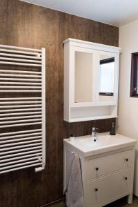 塞尔福斯Efri Bru的浴室设有白色水槽和镜子