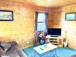 布雷马Braemar Lodge Cabins Not for profit的带沙发和电视的客厅