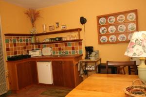 PatagoniaSpirit Tree Inn B&B的厨房设有水槽和墙上的盘子