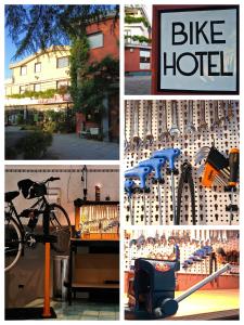 CaposeleRistorante Albergo Gerardo Di Masi的一辆自行车旅馆四张照片的拼贴画