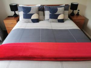 陶波阿舒瑞阿斯科特汽车旅馆的一张大床,上面有红毯