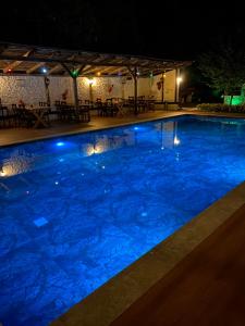 萨潘贾Rif Sapanca - Adult Only的夜间蓝色海水的大型游泳池