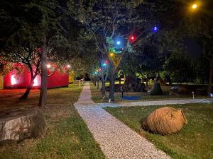 萨潘贾Rif Sapanca - Adult Only的公园里晚上有灯光的小径